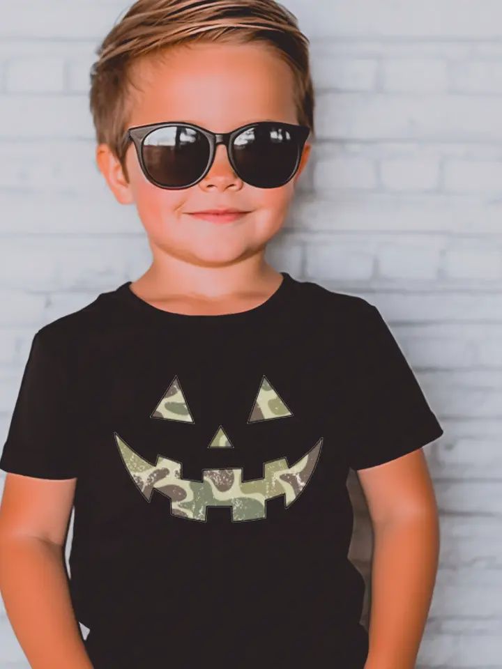 Youth Camo Jack-O-Lantern Graphic Tee