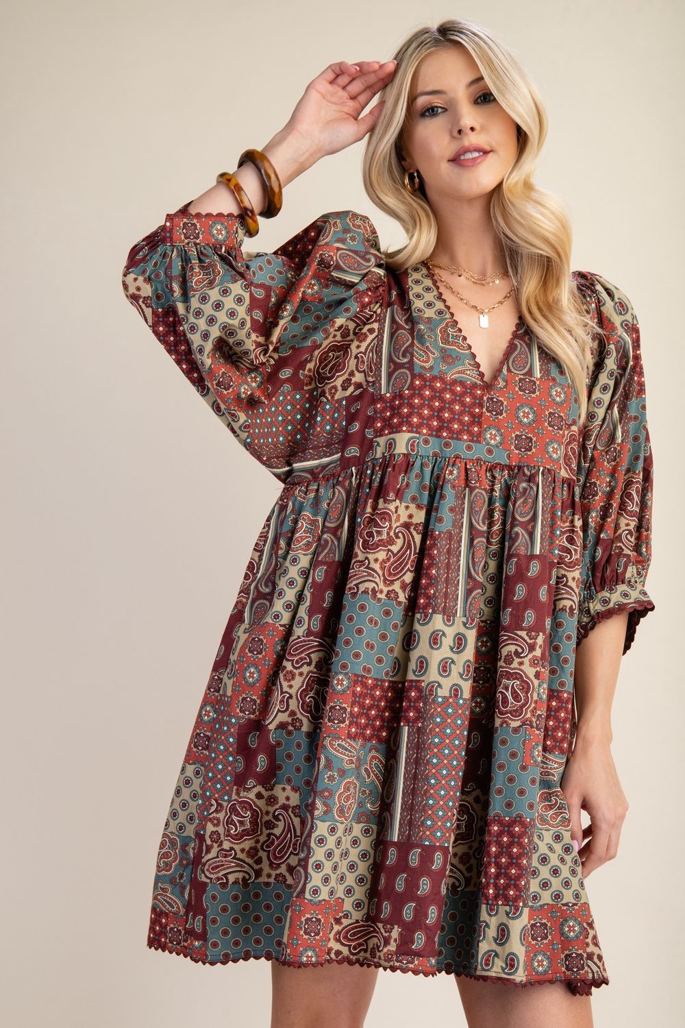 Paisley Print Mini Dress