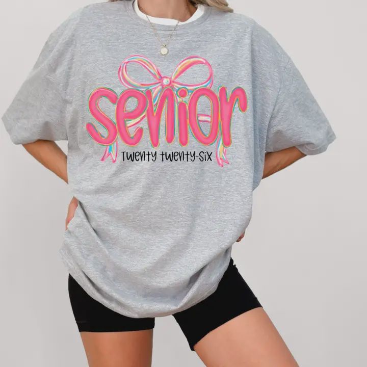 Pink Coquette Bow Senior 2026 Graphic Tee