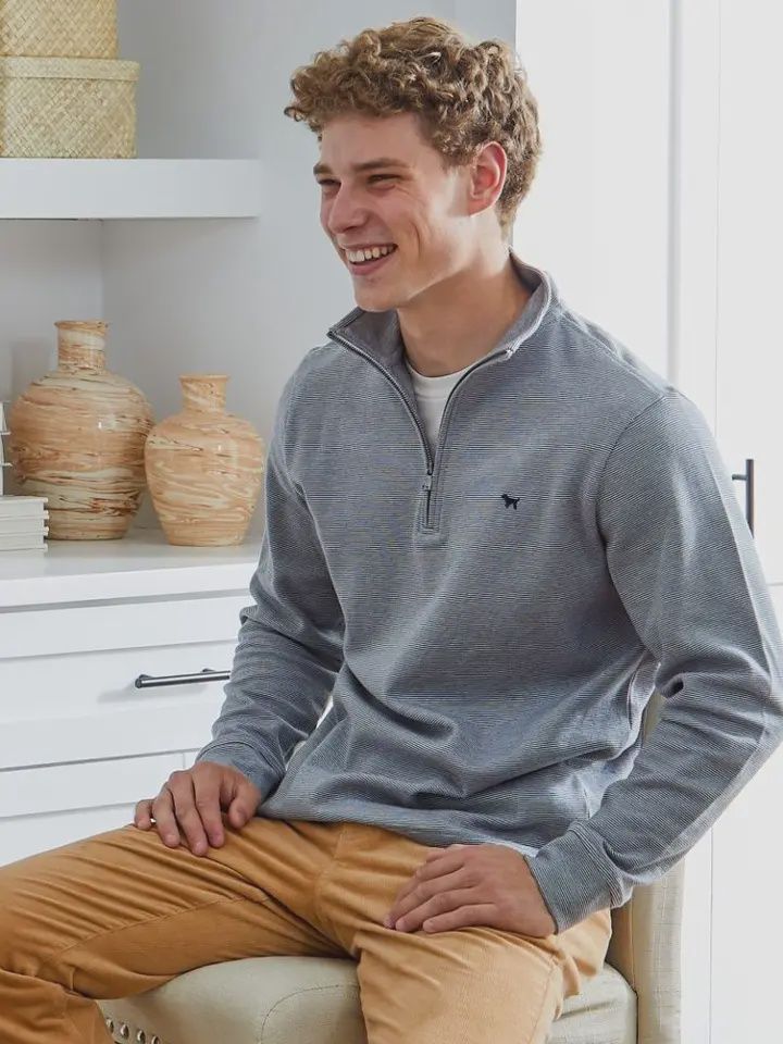 Striped Qtr Zip Pullover