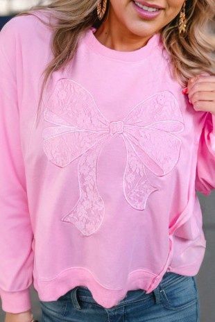 ace Bow Embroidered Plus Size Sweatshirt