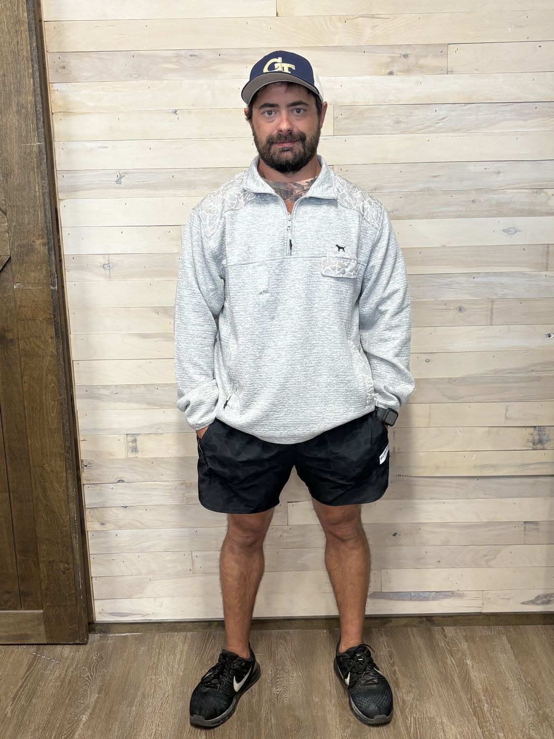 Gray Camo Qtr Zip Pullover