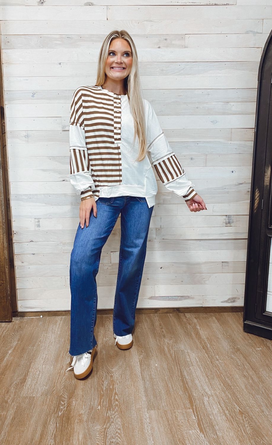 Stitched Color Block Patchwork Pullover Top