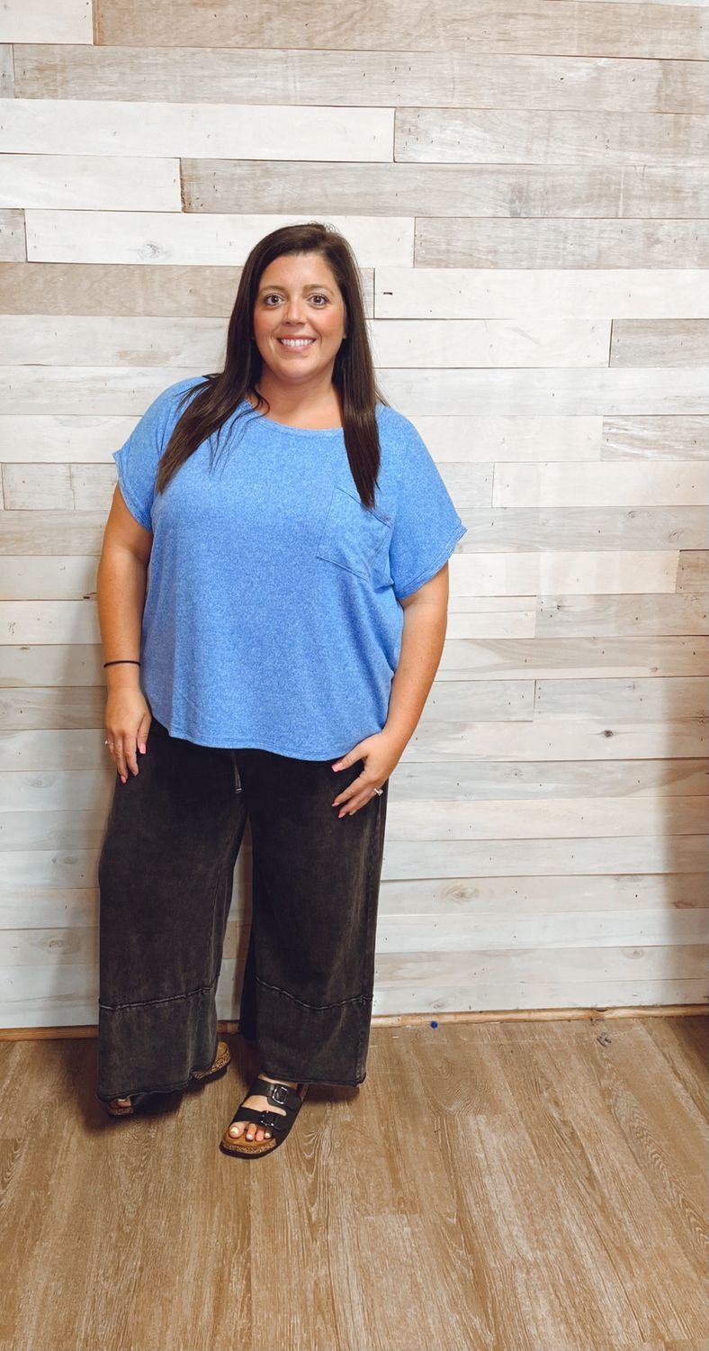 PLUS SOFT MELANGE HACCI TEE WITH POCKET