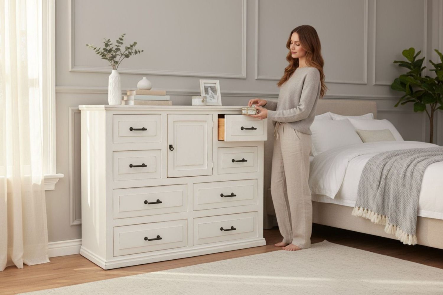 Frosted White Mansion Dresser