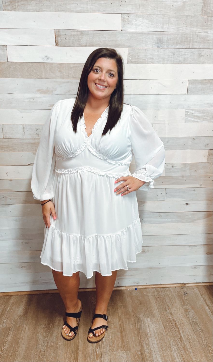 Junior Plus Ruffled Empire Waist Dress