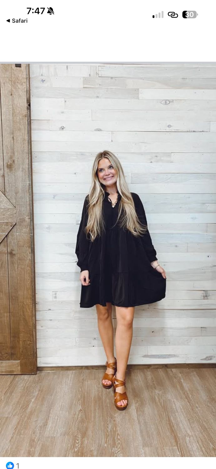 Tie Split Neck Smocked Detail Ruffle Mini Dress