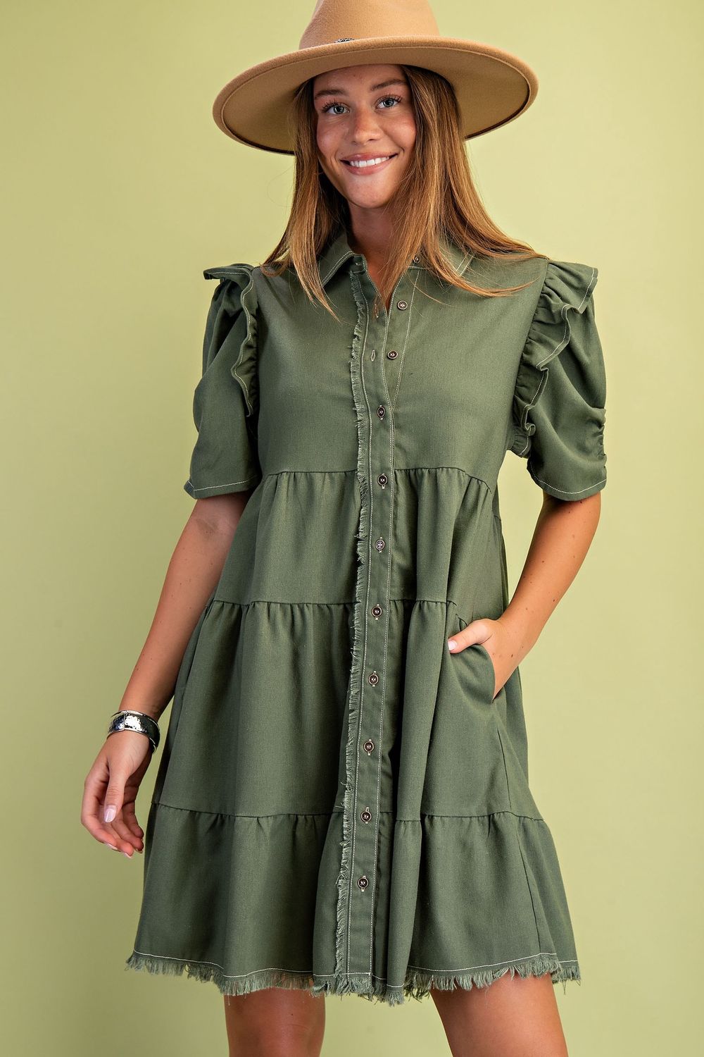 Linen Button Up Shirt Dress