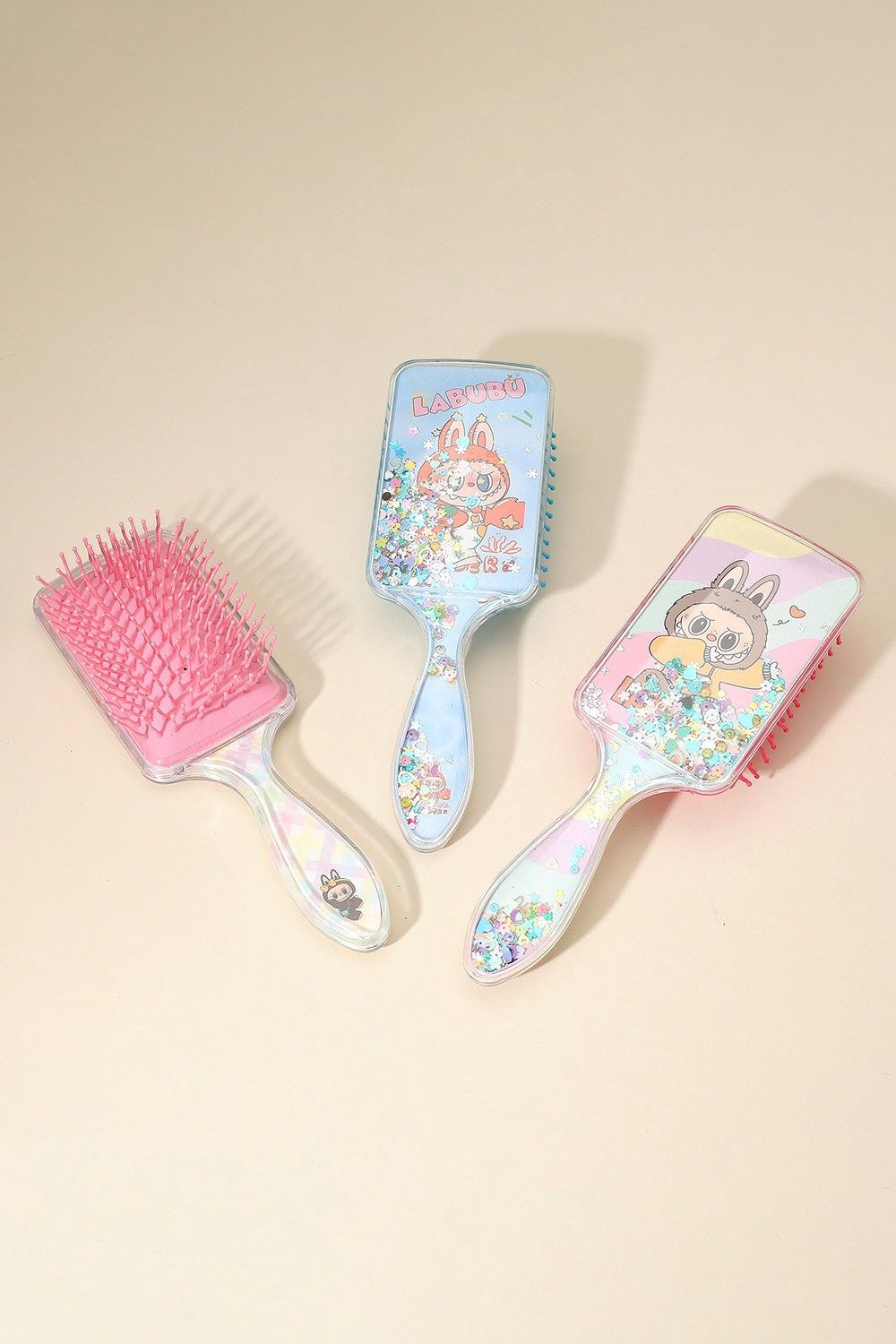 Kids Labubu Glitter Paddle Hair Brushes