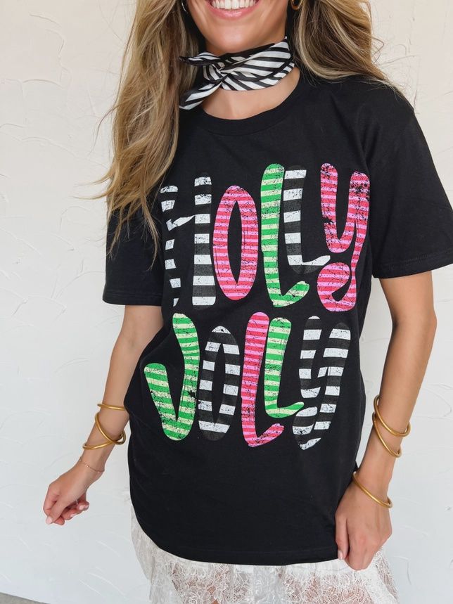 Holly Jolly Stripes Graphic Tee