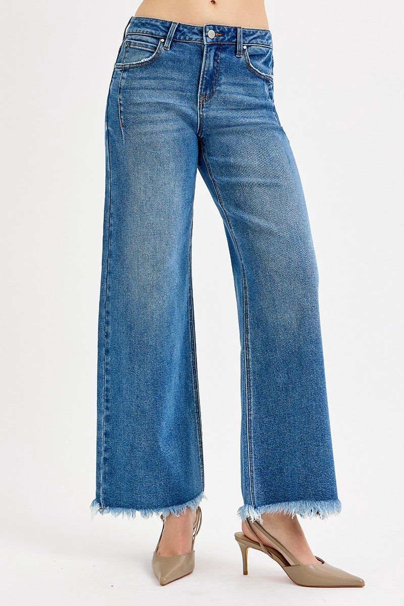 Slouchy Wide Leg With Fray Hem Jeans