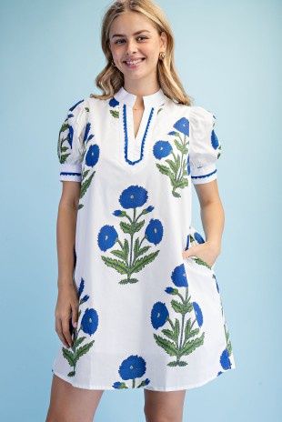 Floral Print Notch Neck Dress