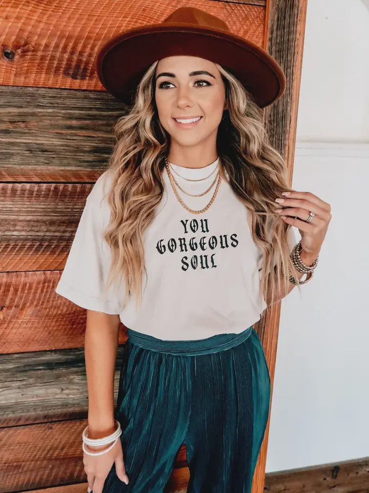You Gorgeous Soul Sand Mock Neck Tee
