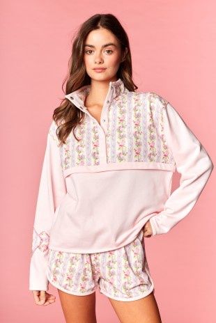 Floral Print Pullover &amp; Shorts Set