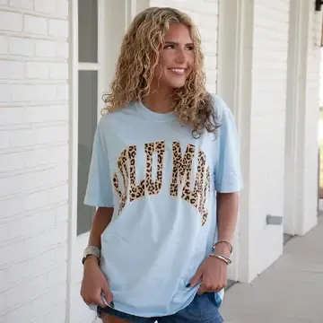 Blue with Leopard Graphic Tee