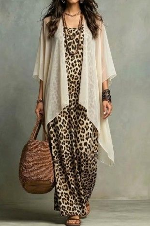 Leopard Print Maxi Dress Set