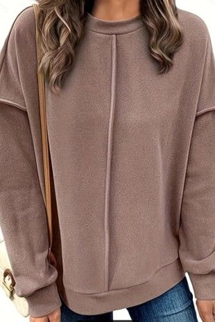 Round Neck Exposed Seam Sweatshirt