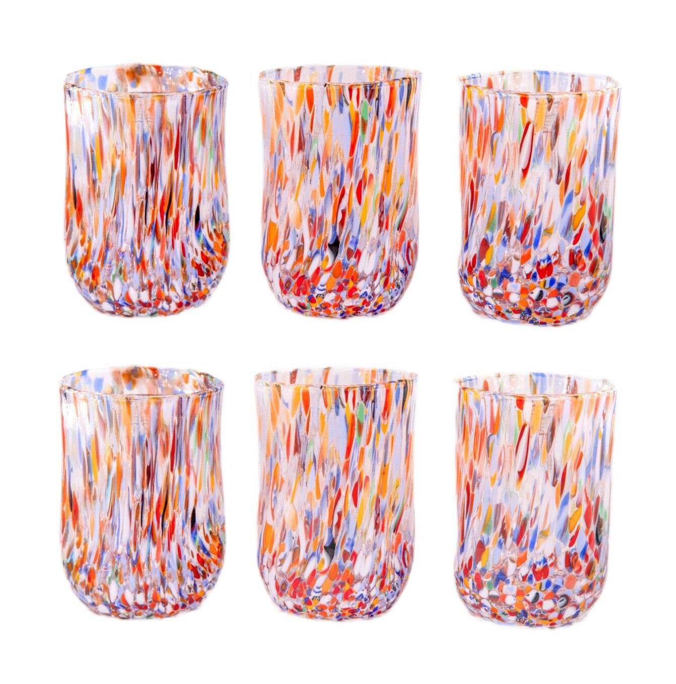 Bicchieri Alti Millefiori - Confezione 6 pezzi in vetro soffiato di Murano 300 ml