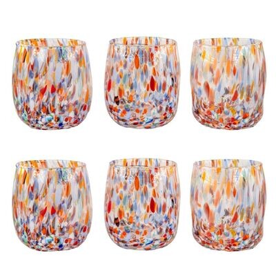 Bicchieri Botte Millefiori - Confezione 6 pezzi in vetro soffiato di Murano 300ml