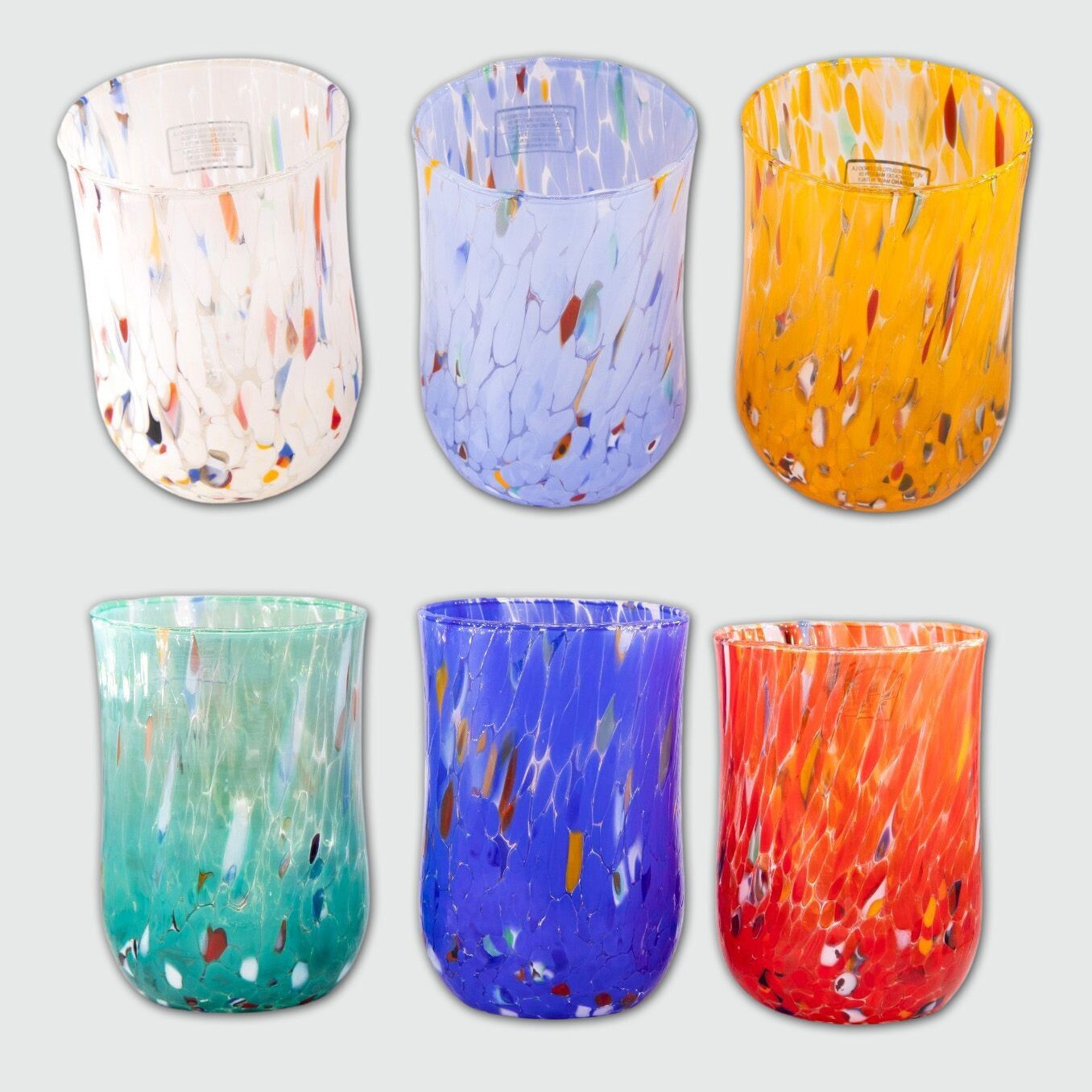 Bicchieri Alti Colorati - Confezione 6 pezzi in vetro soffiato di Murano 300ml