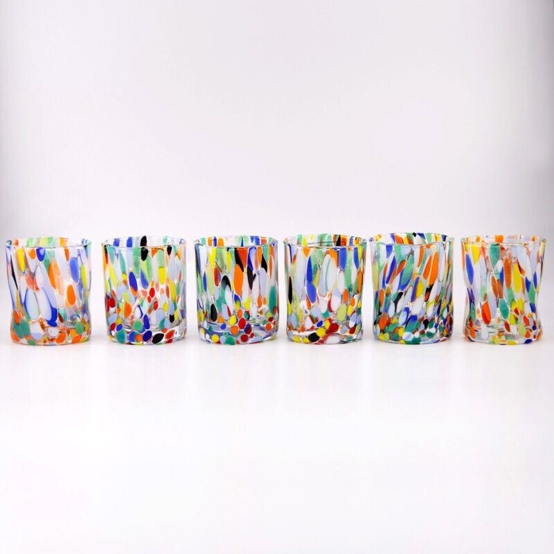 Bicchieri Mignon Arlecchino - Confezione 6 pezzi in vetro soffiato di Murano 40ml