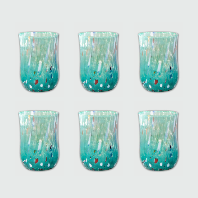 Bicchieri Alti Colorati VERDE - Confezione 6 pezzi in vetro soffiato di Murano 300ml