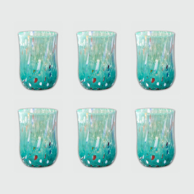 Bicchieri Alti Colorati VERDE - Confezione 6 pezzi in vetro soffiato di Murano 300ml