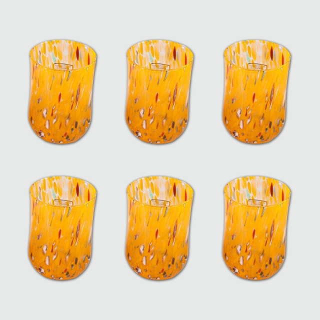 Bicchieri Alti Colorati SENAPE  - Confezione 6 pezzi in vetro soffiato di Murano 300ml