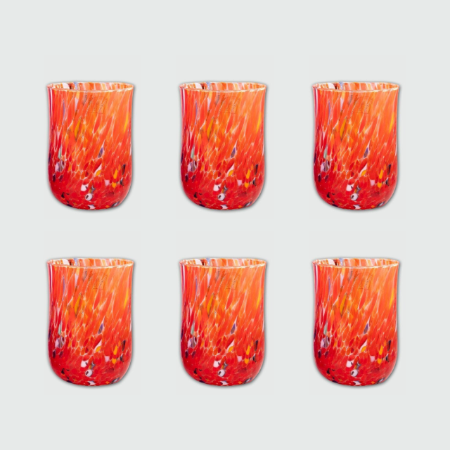 Bicchieri Alti Colorati ROSSO - Confezione 6 pezzi in vetro soffiato di Murano 300ml