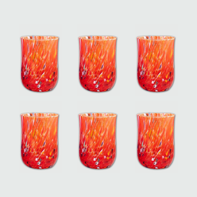 Bicchieri Alti Colorati ROSSO - Confezione 6 pezzi in vetro soffiato di Murano 300ml