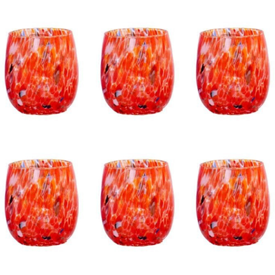 Bicchieri Botte ROSSO - Confezione 6 pezzi in vetro soffiato di Murano 300 ml