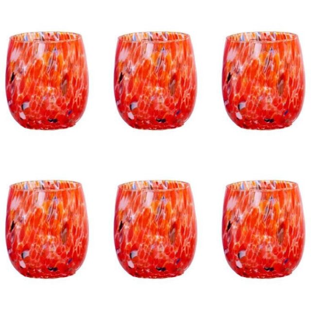Bicchieri Botte ROSSO - Confezione 6 pezzi in vetro soffiato di Murano 300 ml