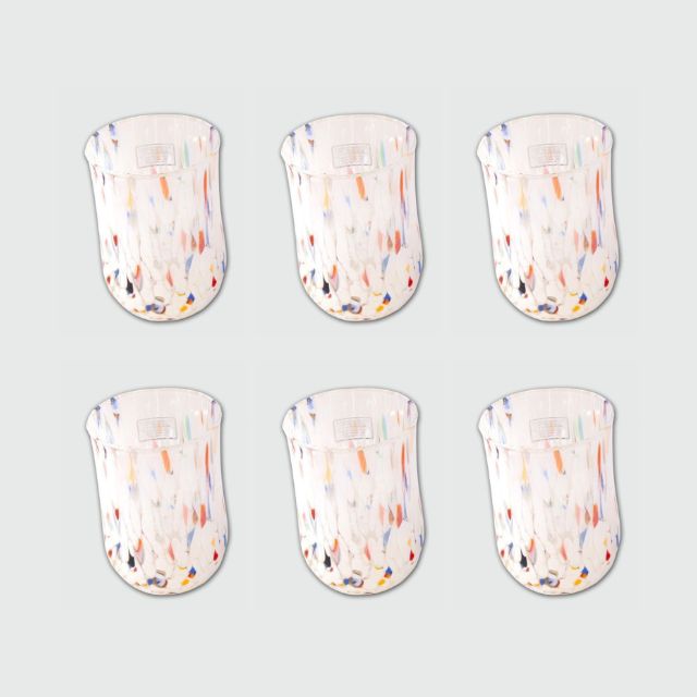 Bicchieri Alti Colorati BIANCO - Confezione 6 pezzi in vetro soffiato di Murano 300ml