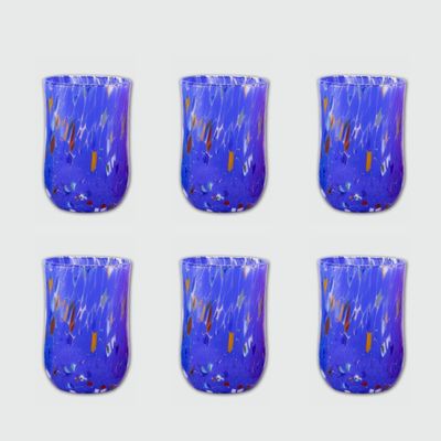Bicchieri Alti Colorati BLU - Confezione 6 pezzi in vetro soffiato di Murano 300ml