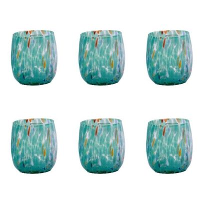 Bicchieri Botte VERDE PETROLIO - Confezione 6 pezzi in vetro soffiato di Murano 300 ml