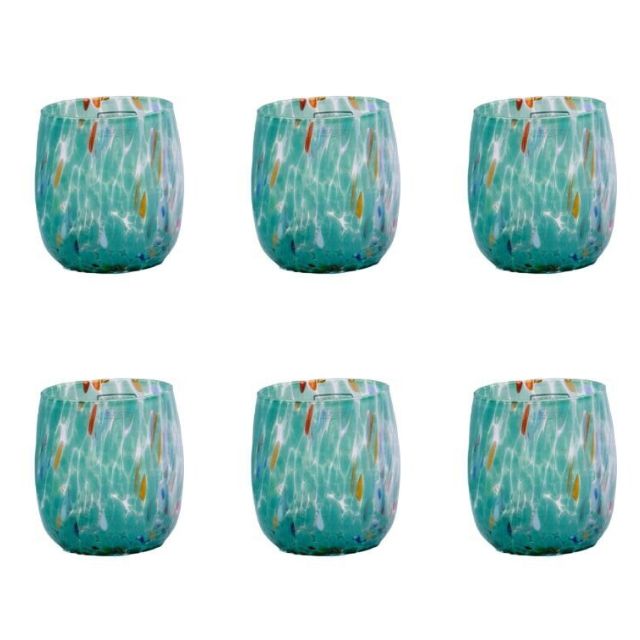 Bicchieri Botte VERDE PETROLIO - Confezione 6 pezzi in vetro soffiato di Murano 300 ml