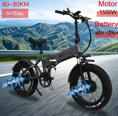 New Mountain E-bike 1500W Powerful Dual motor Snow Electric Bicycle 48V 17AH 20inch 4.0 Fat Tyre Foldable Ebike