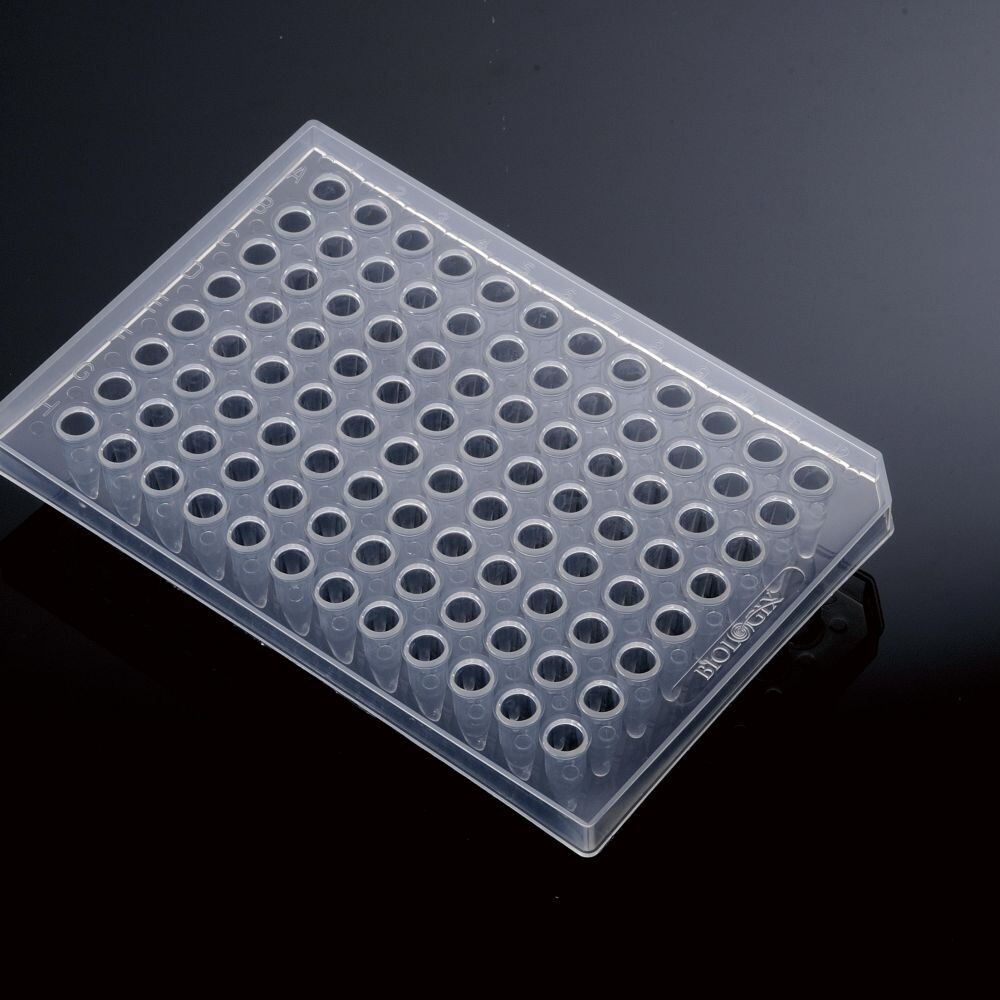 Biologix Half-Skirted PCR Plates, 96-Well for 0.2ml Tube, Clear, Pack of 25, Case of 100