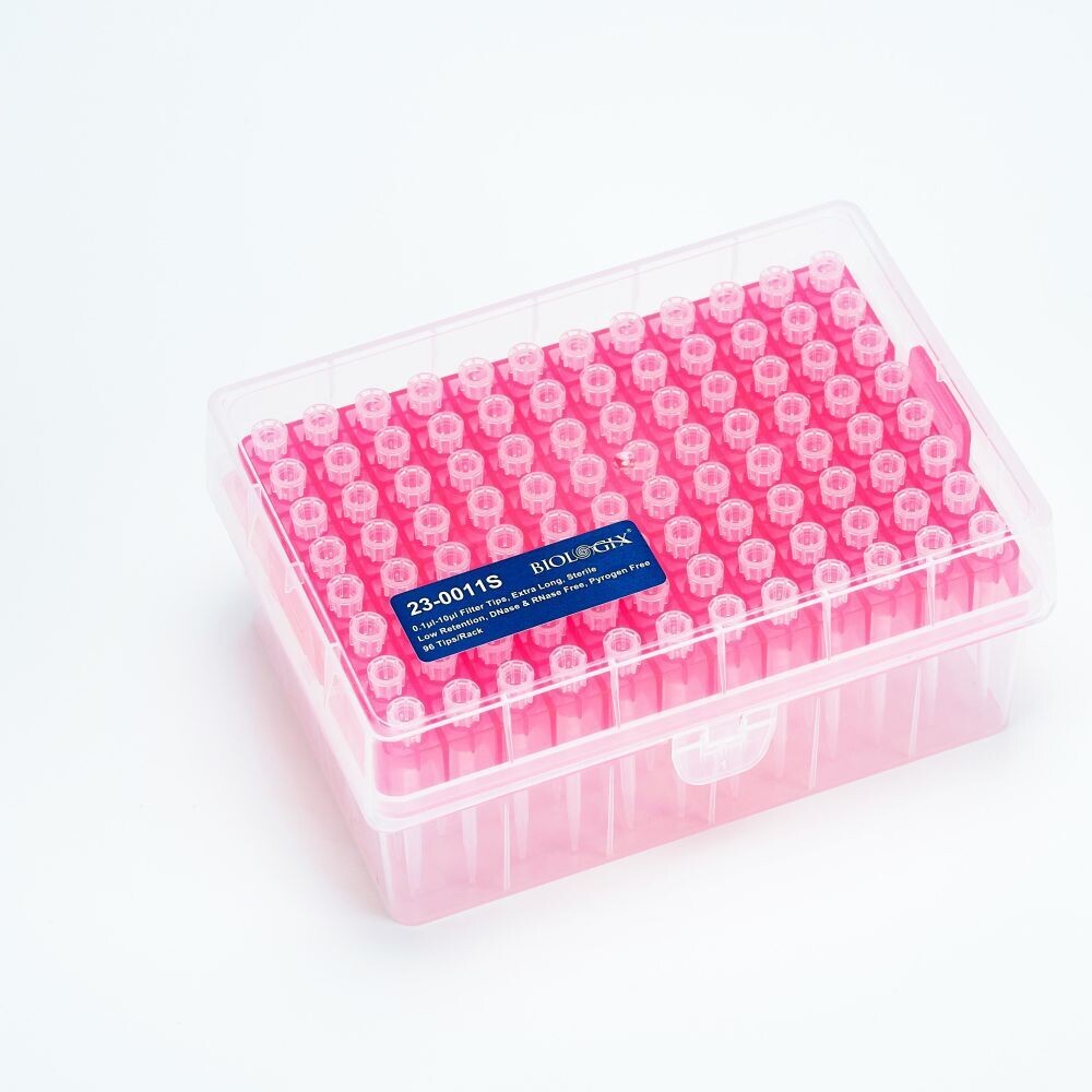 Biologix® Filter Tips -10ul  Extra-long, Length 46mm,96 Pieces/Rack, 50 Racks/Case