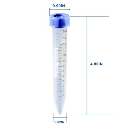 Biologix Centrifuge Tubes-15mL, Conical Bottom, Bulk Pack, 500 Sets/Case