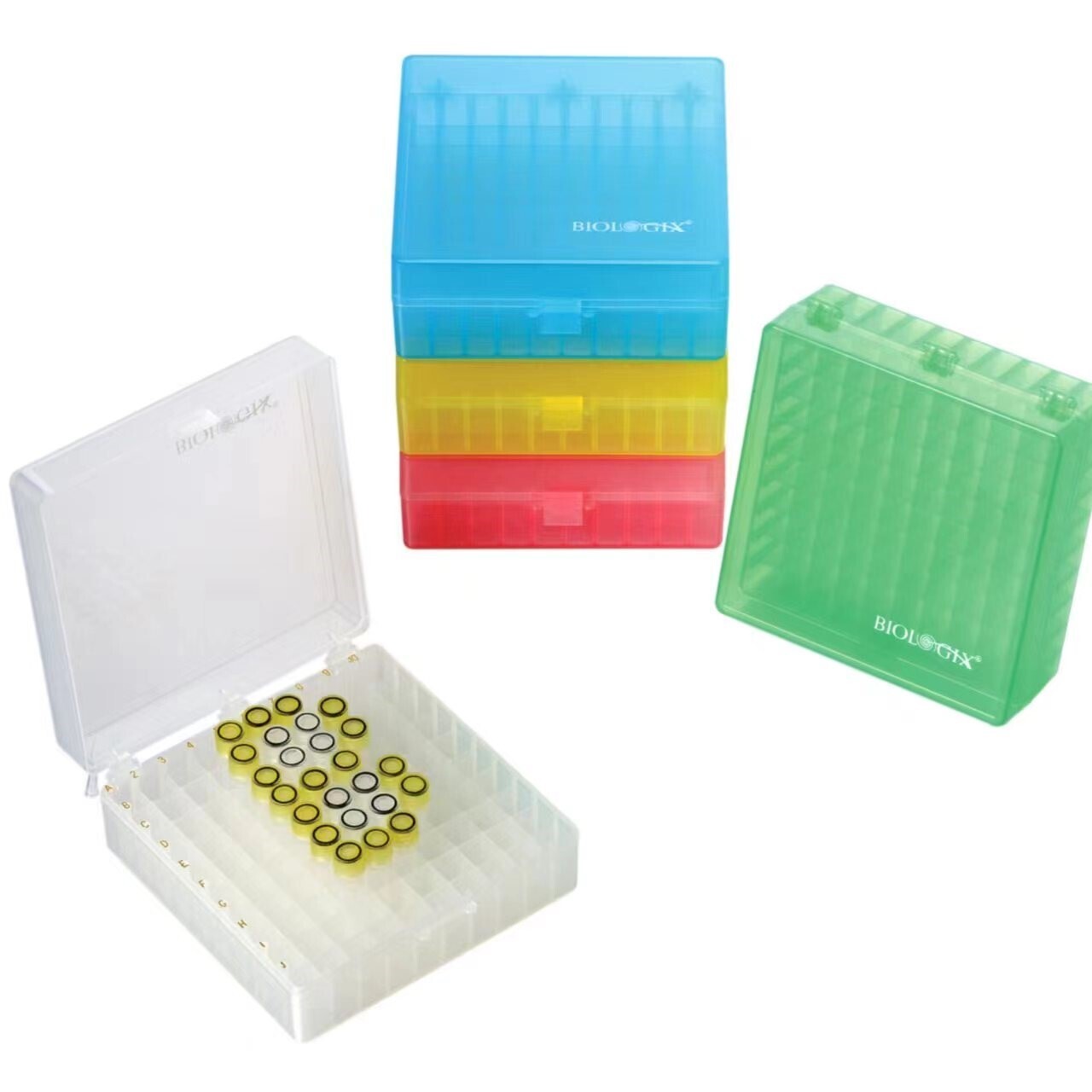 CryoKING PP Cryogenic Boxes (2in. 100-Well, Assorted Colors), 5 Pieces/Pack, 4 Packs/Case
