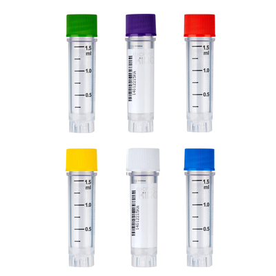 CryoKING® Cryogenic Vials-1.5ml Tubes External Thread,  Side Barcode, ​25 Sets/Bag, 40 Bags/Case