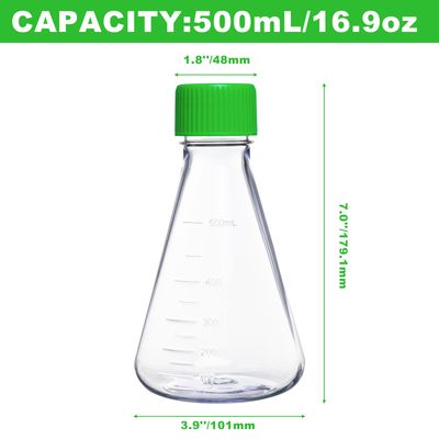 Biologix® 500ml PC Erlenmeyer Culture Flasks with vent cap, individual package, 12 Pcs/Case