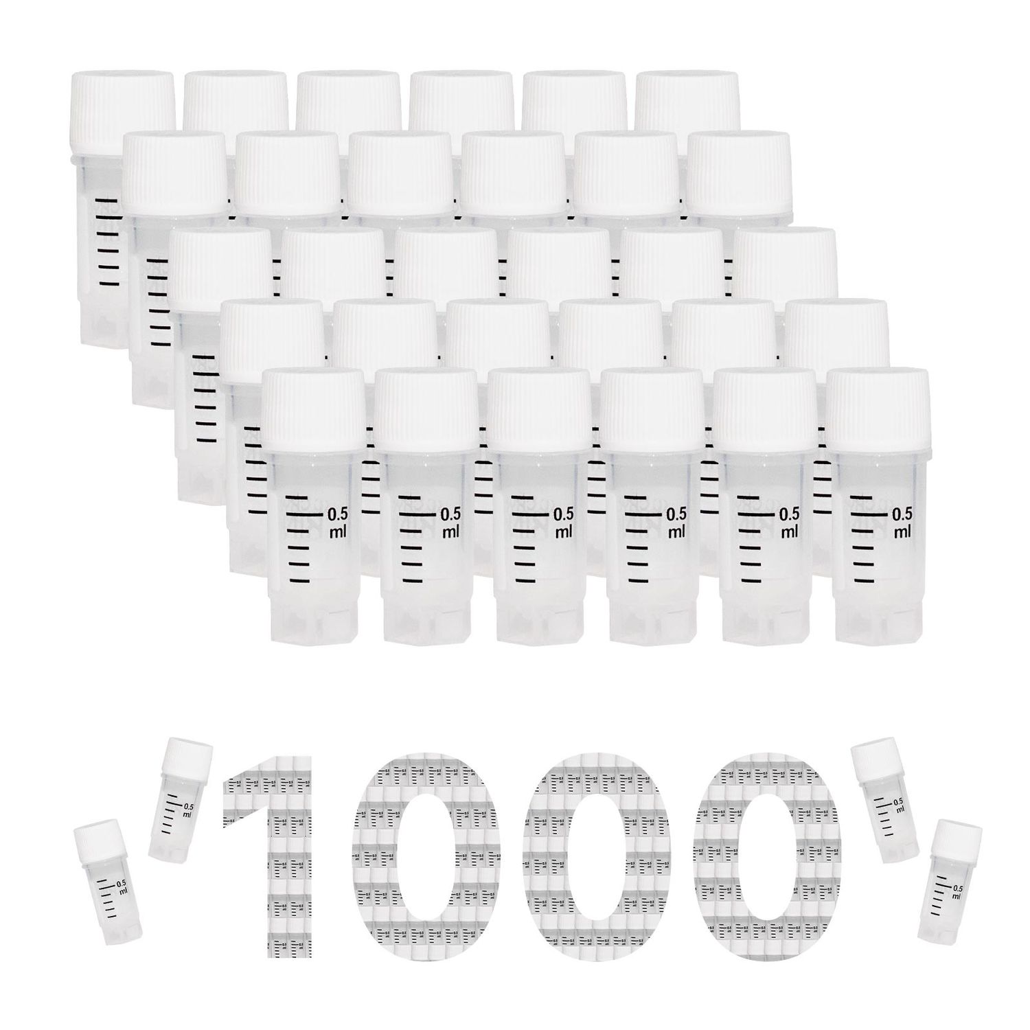 Cryogenic Vials-0.5ml (External Thread) Non-barcoded , Case of 1000