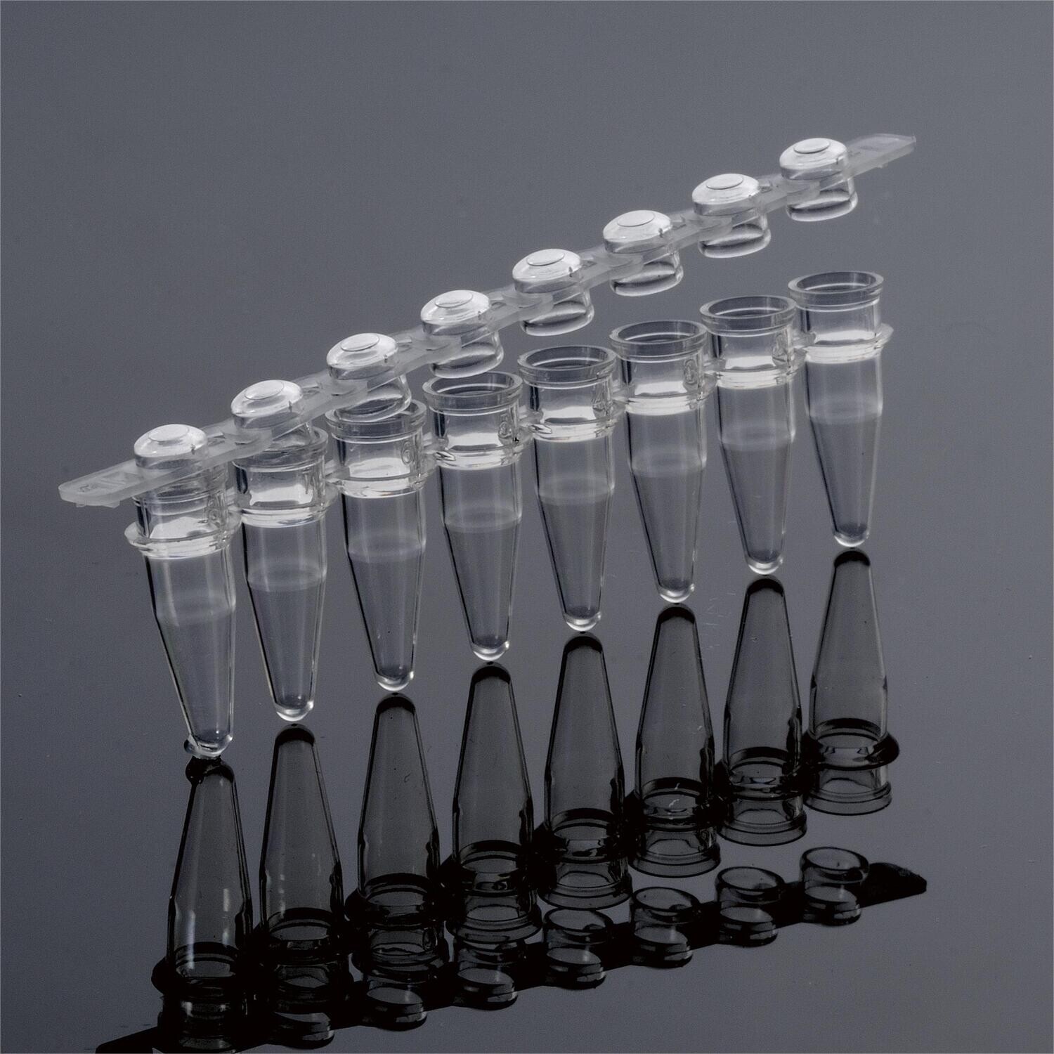Biologix® 8-Strip PCR Tubes-0.2mL, 125 Tubes+125 Caps/Pack, 10 Packs/Case