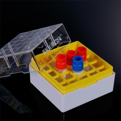 Biologix® PC Cryogenic Boxes 25- well,  Assorted Colors, 5/Pack, 30/Case