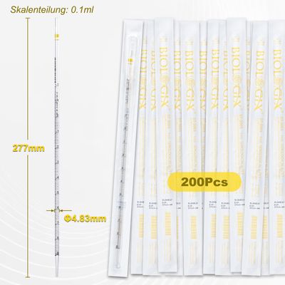 Biologix® Serologische Pipetten, 1 ml, steril, Gelb, 200 Stück/Packung, 4 Packungen/Karton