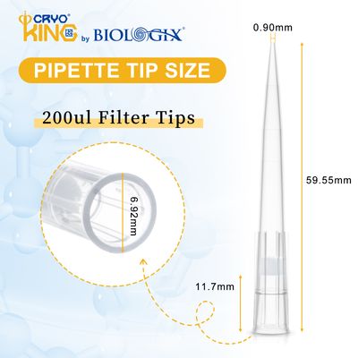 Biologix® Puntas de filtro – 200 µL, Longitud 60 mm, 96 piezas/rack, 50 racks/caja