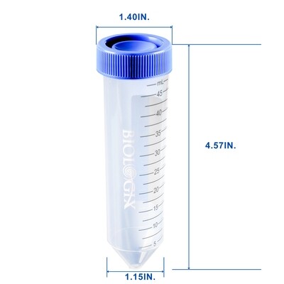 Biologix® Centrifuge Tubes-50mL, Conical Bottom, Bulk Pack, 25 Sets/Pack, 20 Packs/Case