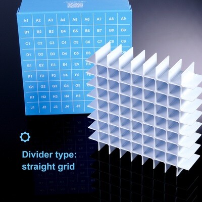 Biologix® ID-Color™ 3.75in. Cardboard Freezer Boxes (81 well, Blue), 5 Pieces/Pack, 4 Packs/Case